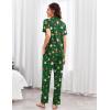 Ekouaer Pajamas for Women Set Button Up Sleepswear 2 Piece Short Sleeve PJ Top and Long Pants Loungwear With Pocket S-XXL(Green Santa Claus)