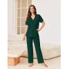 Ekouaer Pajamas for Women Set Button Up Sleepswear 2 Piece Short Sleeve PJ Top and Long Pants Loungwear With Pocket S-XXL(Lake Green)