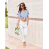 Ekouaer Pajamas for Women Set Button Up Sleepswear 2 Piece Short Sleeve PJ Top and Long Pants Loungwear With Pocket S-XXL(Light Blue)
