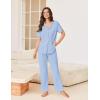 Ekouaer Pajamas for Women Set Button Up Sleepswear 2 Piece Short Sleeve PJ Top and Long Pants Loungwear With Pocket S-XXL(Light Blue)