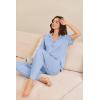 Ekouaer Pajamas for Women Set Button Up Sleepswear 2 Piece Short Sleeve PJ Top and Long Pants Loungwear With Pocket S-XXL(Light Blue)