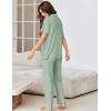 Ekouaer Pajamas for Women Set Button Up Sleepswear 2 Piece Short Sleeve PJ Top and Long Pants Loungwear With Pocket S-XXL(Light Green)