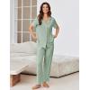 Ekouaer Pajamas for Women Set Button Up Sleepswear 2 Piece Short Sleeve PJ Top and Long Pants Loungwear With Pocket S-XXL(Light Green)