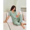 Ekouaer Pajamas for Women Set Button Up Sleepswear 2 Piece Short Sleeve PJ Top and Long Pants Loungwear With Pocket S-XXL(Light Green)