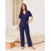 Ekouaer Pajamas for Women Set Button Up Sleepswear 2 Piece Short Sleeve PJ Top and Long Pants Loungwear With Pocket S-XXL(Navy)