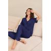 Ekouaer Pajamas for Women Set Button Up Sleepswear 2 Piece Short Sleeve PJ Top and Long Pants Loungwear With Pocket S-XXL(Navy)
