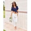 Ekouaer Pajamas for Women Set Button Up Sleepswear 2 Piece Short Sleeve PJ Top and Long Pants Loungwear With Pocket S-XXL(Navy)