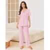 Ekouaer Pajamas for Women Set Button Up Sleepswear 2 Piece Short Sleeve PJ Top and Long Pants Loungwear With Pocket S-XXL(Pink)