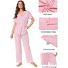 Ekouaer Pajamas for Women Set Button Up Sleepswear 2 Piece Short Sleeve PJ Top and Long Pants Loungwear With Pocket S-XXL(Pink)