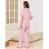 Ekouaer Pajamas for Women Set Button Up Sleepswear 2 Piece Short Sleeve PJ Top and Long Pants Loungwear With Pocket S-XXL(Pink)
