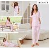 Ekouaer Pajamas for Women Set Button Up Sleepswear 2 Piece Short Sleeve PJ Top and Long Pants Loungwear With Pocket S-XXL(Pink)
