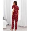 Ekouaer Pajamas for Women Set Button Up Sleepswear 2 Piece Short Sleeve PJ Top and Long Pants Loungwear With Pocket S-XXL(Red Christmas Stockings)