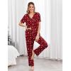 Ekouaer Pajamas for Women Set Button Up Sleepswear 2 Piece Short Sleeve PJ Top and Long Pants Loungwear With Pocket S-XXL(Red Christmas Stockings)
