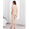 Ekouaer Pajamas for Women Set Button Up Sleepswear 2 Piece Short Sleeve PJ Top and Long Pants Loungwear With Pocket S-XXL(Teddy Cherry)
