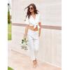 Ekouaer Pajamas for Women Set Button Up Sleepswear 2 Piece Short Sleeve PJ Top and Long Pants Loungwear With Pocket S-XXL(White)
