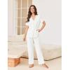 Ekouaer Pajamas for Women Set Button Up Sleepswear 2 Piece Short Sleeve PJ Top and Long Pants Loungwear With Pocket S-XXL(White)