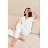 Ekouaer Pajamas for Women Set Button Up Sleepswear 2 Piece Short Sleeve PJ Top and Long Pants Loungwear With Pocket S-XXL(White)