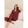 Ekouaer Pajamas for Women Set Button Up Sleepswear 2 Piece Short Sleeve PJ Top and Long Pants Loungwear With Pocket S-XXL(Wine Red)