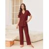 Ekouaer Pajamas for Women Set Button Up Sleepswear 2 Piece Short Sleeve PJ Top and Long Pants Loungwear With Pocket S-XXL(Wine Red)