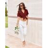 Ekouaer Pajamas for Women Set Button Up Sleepswear 2 Piece Short Sleeve PJ Top and Long Pants Loungwear With Pocket S-XXL(Wine Red)