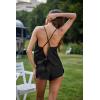 Ekouaer Silk Pajamas Set for Women Satin Backless Lingerie Pjs Cami Top and Shorts Nightwear(Black)