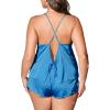 Ekouaer Silk Pajamas Set for Women Satin Backless Lingerie Pjs Cami Top and Shorts Nightwear(Blue)