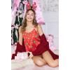 Ekouaer Silk Pajamas Set for Women Satin Backless Lingerie Pjs Cami Top and Shorts Nightwear(Christmas-red-gingerbread)