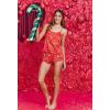 Ekouaer Silk Pajamas Set for Women Satin Backless Lingerie Pjs Cami Top and Shorts Nightwear(Christmas-red-gingerbread)