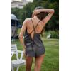 Ekouaer Silk Pajamas Set for Women Satin Backless Lingerie Pjs Cami Top and Shorts Nightwear(Grey)