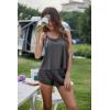 Ekouaer Silk Pajamas Set for Women Satin Backless Lingerie Pjs Cami Top and Shorts Nightwear(Grey)