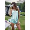 Ekouaer Silk Pajamas Set for Women Satin Backless Lingerie Pjs Cami Top and Shorts Nightwear(Light Blue)