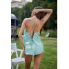 Ekouaer Silk Pajamas Set for Women Satin Backless Lingerie Pjs Cami Top and Shorts Nightwear(Light Blue)