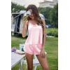 Ekouaer Silk Pajamas Set for Women Satin Backless Lingerie Pjs Cami Top and Shorts Nightwear(Misty Rose)