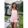 Ekouaer Silk Pajamas Set for Women Satin Backless Lingerie Pjs Cami Top and Shorts Nightwear(Misty Rose)