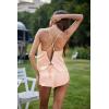 Ekouaer Silk Pajamas Set for Women Satin Backless Lingerie Pjs Cami Top and Shorts Nightwear(Pastel Peach)