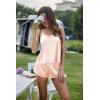 Ekouaer Silk Pajamas Set for Women Satin Backless Lingerie Pjs Cami Top and Shorts Nightwear(Pastel Peach)