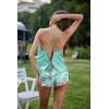 Ekouaer Silk Pajamas Set for Women Satin Backless Lingerie Pjs Cami Top and Shorts Nightwear(Peacock Blue)