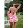Ekouaer Silk Pajamas Set for Women Satin Backless Lingerie Pjs Cami Top and Shorts Nightwear(Pink Cherry Print)