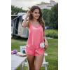 Ekouaer Silk Pajamas Set for Women Satin Backless Lingerie Pjs Cami Top and Shorts Nightwear(Watermelon Red)