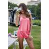Ekouaer Silk Pajamas Set for Women Satin Backless Lingerie Pjs Cami Top and Shorts Nightwear(Watermelon Red)