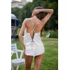 Ekouaer Silk Pajamas Set for Women Satin Backless Lingerie Pjs Cami Top and Shorts Nightwear(White)