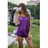 Ekouaer Silk Pajamas Set for Women Satin Backless Lingerie Pjs Cami Top and Shorts Nightwear(Wineberry)
