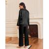 Ekouaer Silk Satin Pajamas for Women Button Down Pjs Set Long Sleeve Loungewear 2 Piece Wide Leg Sleepwear(Black)