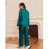 Ekouaer Silk Satin Pajamas for Women Button Down Pjs Set Long Sleeve Loungewear 2 Piece Wide Leg Sleepwear(Blue Green)