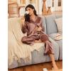 Ekouaer Silk Satin Pajamas for Women Button Down Pjs Set Long Sleeve Loungewear 2 Piece Wide Leg Sleepwear(Clay)