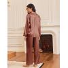 Ekouaer Silk Satin Pajamas for Women Button Down Pjs Set Long Sleeve Loungewear 2 Piece Wide Leg Sleepwear(Clay)