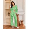 Ekouaer Silk Satin Pajamas for Women Button Down Pjs Set Long Sleeve Loungewear 2 Piece Wide Leg Sleepwear(Green White Stripe)