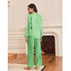 Ekouaer Silk Satin Pajamas for Women Button Down Pjs Set Long Sleeve Loungewear 2 Piece Wide Leg Sleepwear(Green White Stripe)