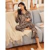 Ekouaer Silk Satin Pajamas for Women Button Down Pjs Set Long Sleeve Loungewear 2 Piece Wide Leg Sleepwear(Leopard)