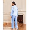 Ekouaer Silk Satin Pajamas for Women Button Down Pjs Set Long Sleeve Loungewear 2 Piece Wide Leg Sleepwear(Light Blue)